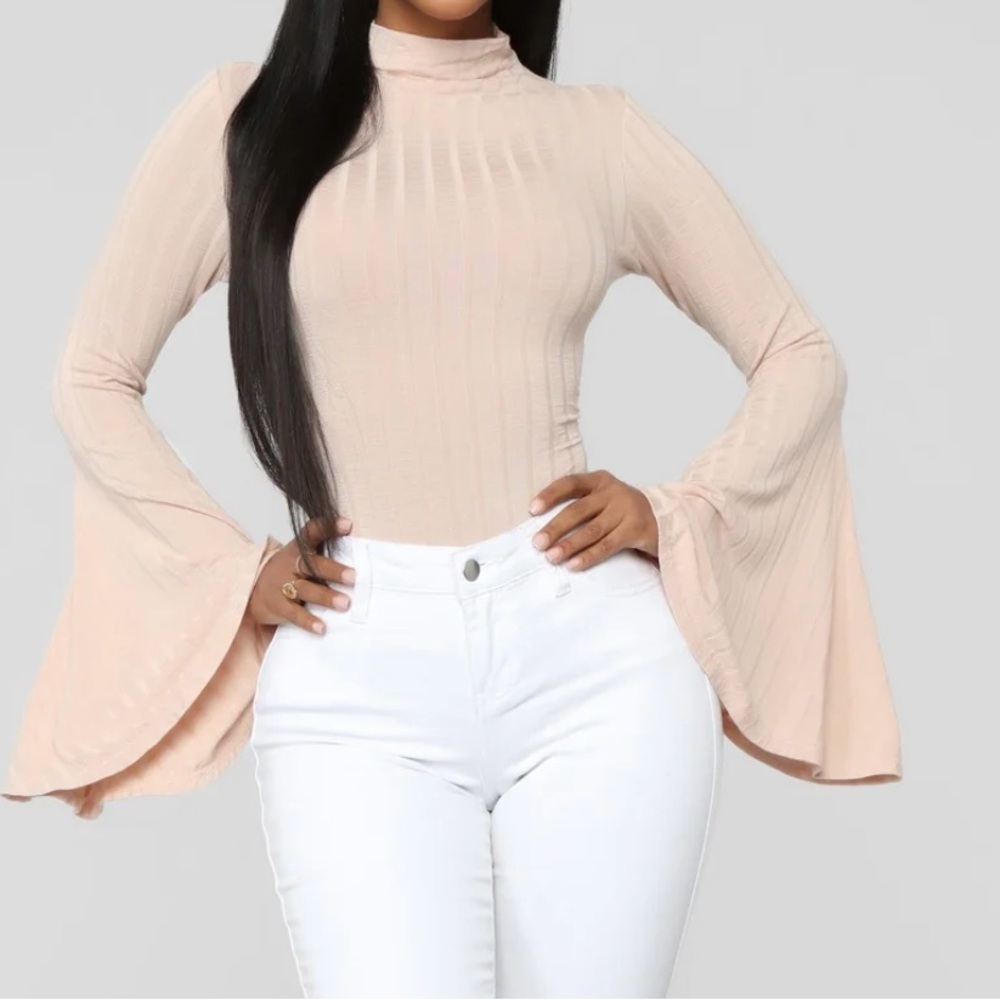 Fashion Nova Beige Ribbed Knit Top